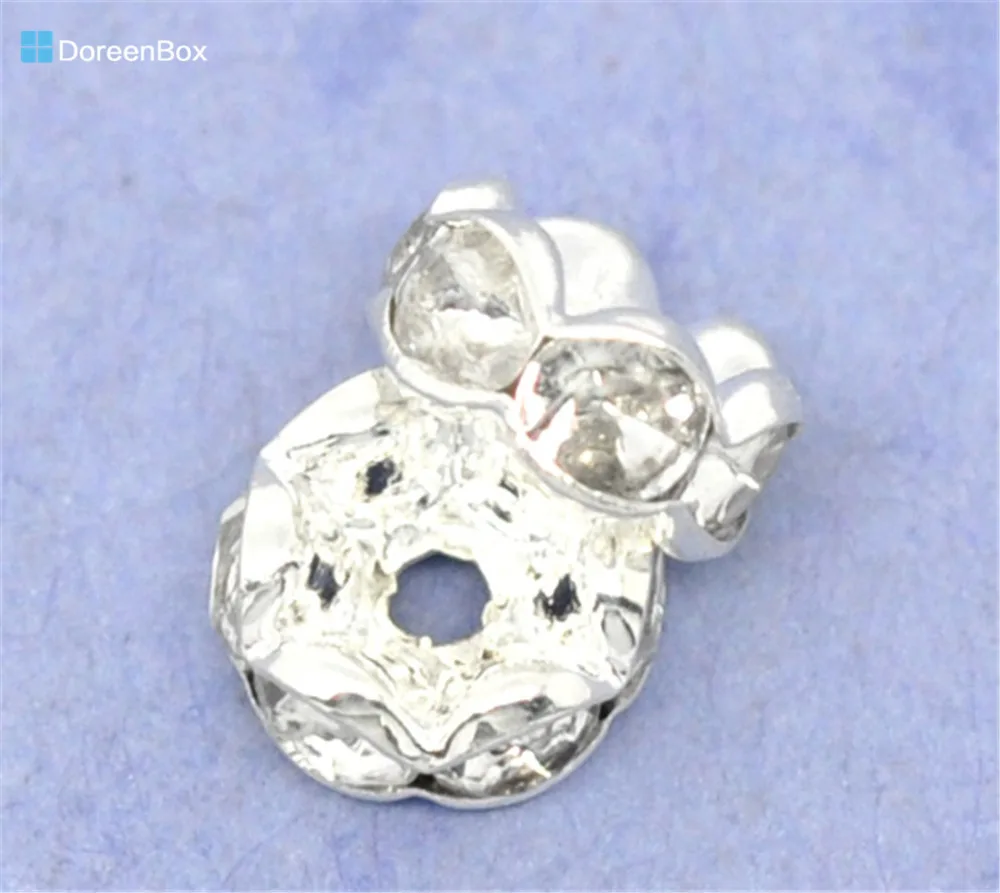 

Doreen Box hot- 100 Silver color Rondelle Spacer Beads 8mm (B10186)