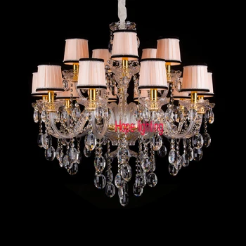 

modern crystal chandelier with fabric lampshade gold color luxury chandelier light for parlour living room chandelier mel house