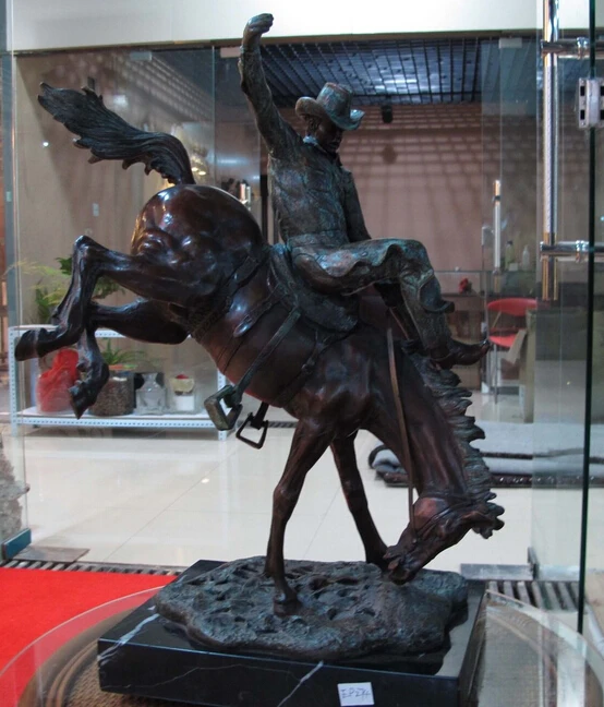 

wholesale factory Art Decor Copper Bronze Marble Base Figurine Man Subdue Horse Statue Sculpture