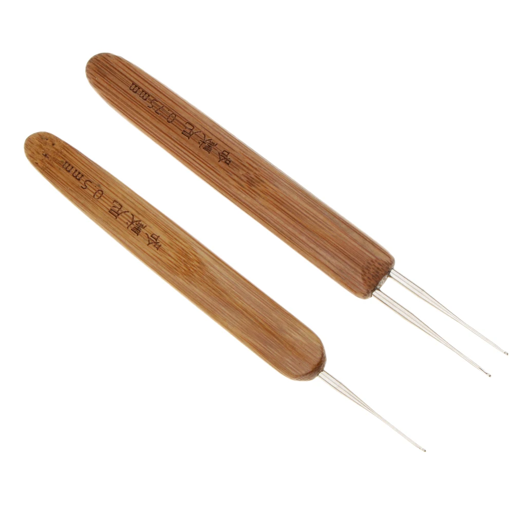 Pack 4pcs Bamboo Hair Weaving Crochet Needles Dreading Hooks Dreadlock Tool Perfect For Fixing Dreadlocks