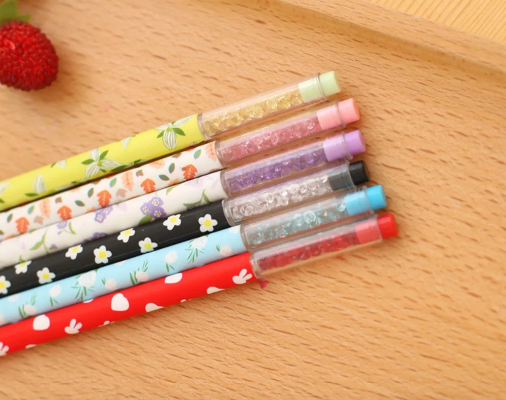 5 шт./компл. гелевая ручка с цветочным принтом блестящая кристальная Алмазная