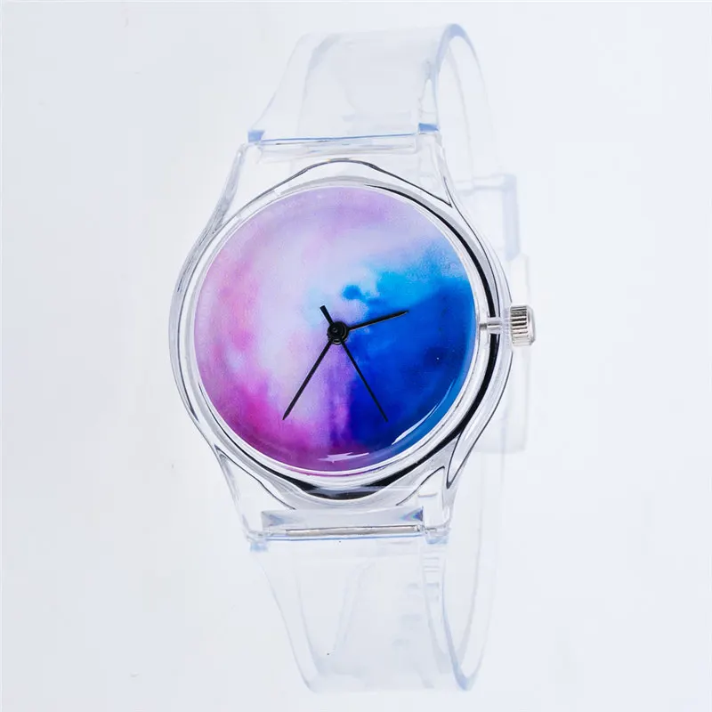 Новые Брендовые женские часы для отдыха с циферблатом по часовой стрелке, прозрачный силиконовый ремешок, кнопка стежка, кварцевые часы - Цвет: 2