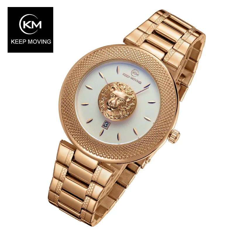 Relogio Masculino Top Fashion Brand Luxury KEEP MOVING Watches Men Gold Quartz Watch Business Waterproof Male