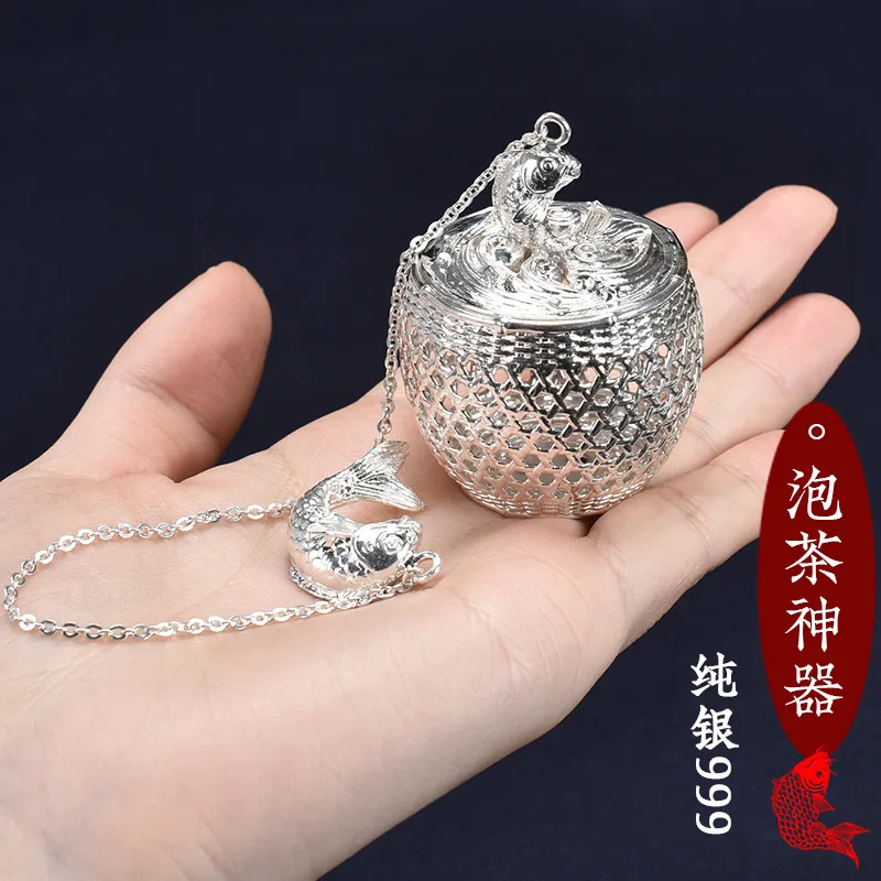  New S999 Silver Ball Tea Dip Net Filter with Hook Loose Tea Spice Ball with Rope Chain Home Kitchen - 33017223008