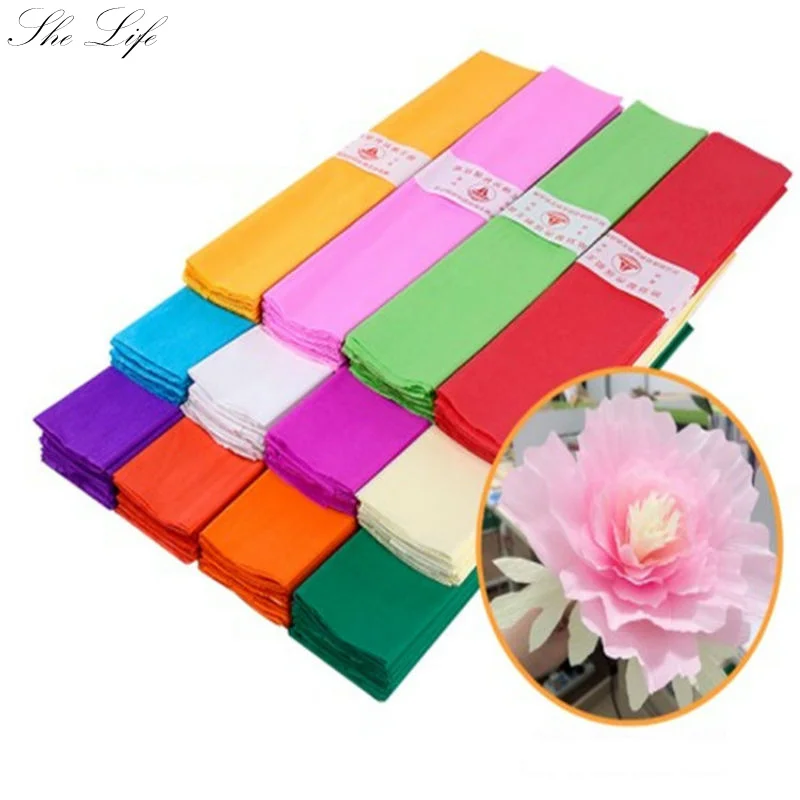 

3 Sheets DIY Flower Crinkled Crepe Paper Craft Solid Color Wrinkle Paper Roll Handmade Origami Hand-Cut Party Decoration