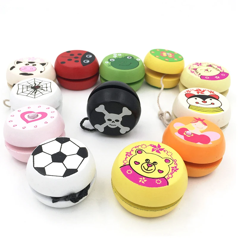 Newest Wooden Chinese Soccer YOYO with String Ball Kids Toys Cartoon Yo
