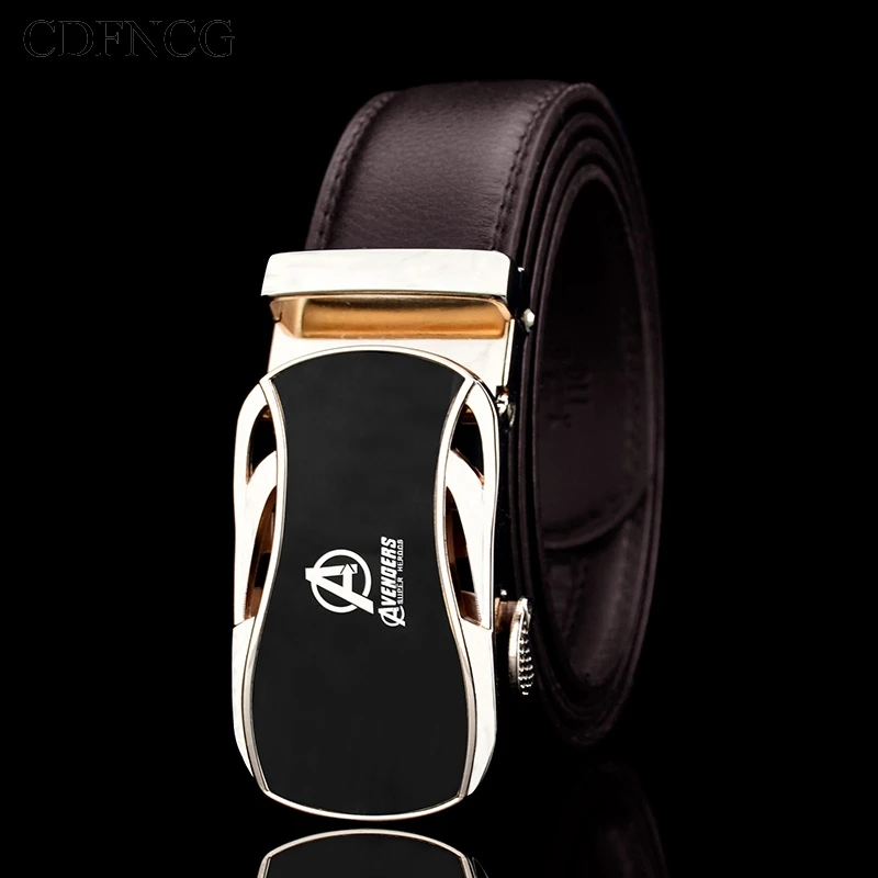 Skup CDFNCG pasy Designer dla mężczyzn 2019 Avengers pasek z automatyczną klamrą słynnej luksusowej marki prawdziwej skóry Kemer dla dżinsów Riem