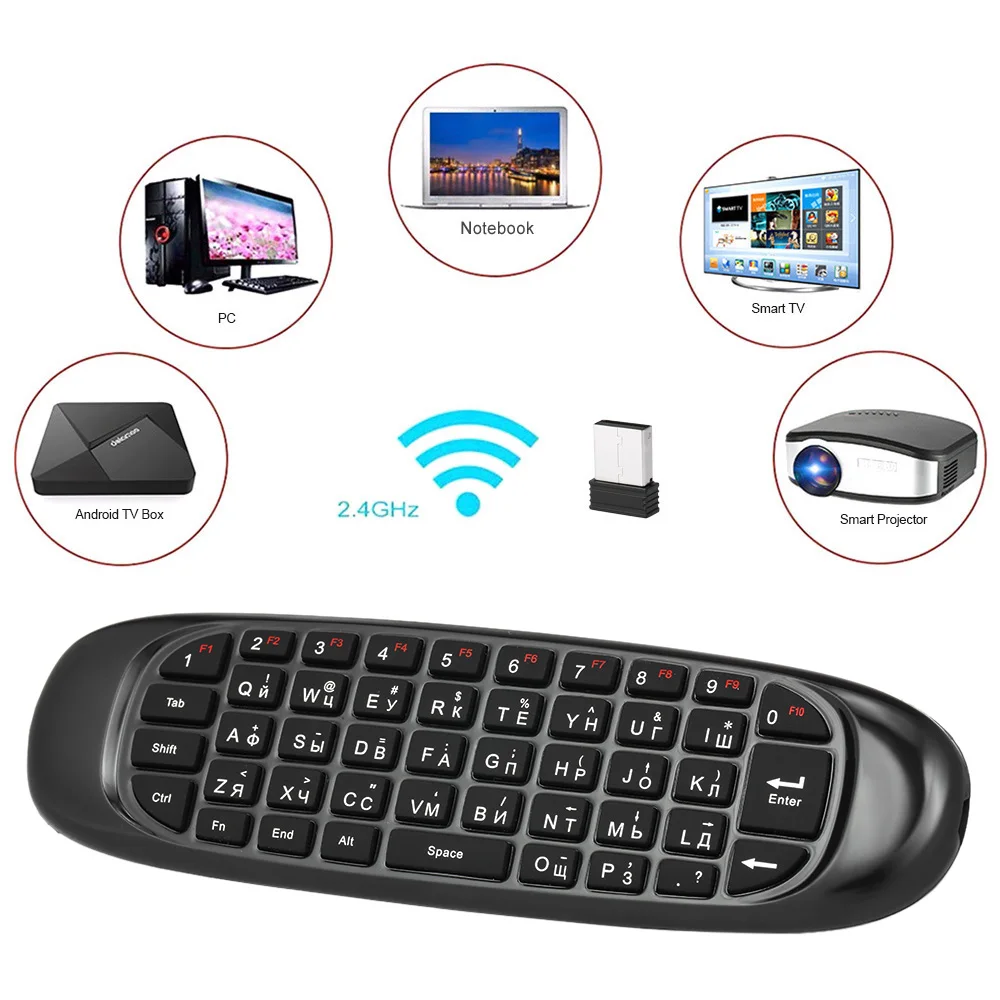 C120 русская английская версия 2 4G Беспроводная клавиатура Air Mouse дистанционное