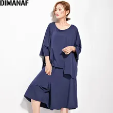 DIMANAF, размера плюс, женская футболка, летняя, хлопок, летучая мышь, топы, однотонный костюм, широкие штаны, Женская Повседневная мода, больше размера, футболка