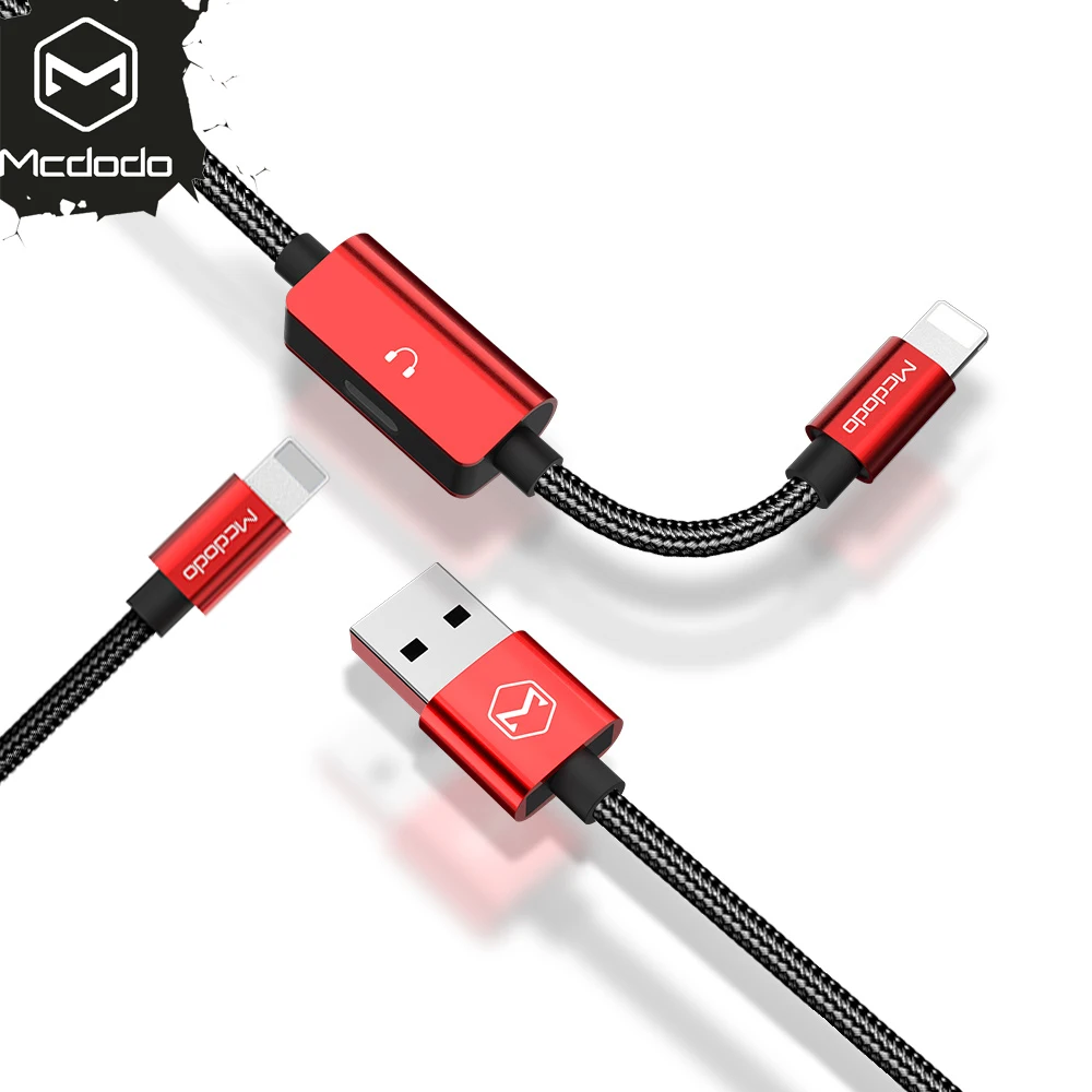 Goedkoop Mcdodo Audio Adapter Opladen 2A Kabel voor iPhone X 8 7 Plus Voor Bliksem 2 in 1 Oortelefoon Hoofdtelefoon Jack aux Muziek Call Lader