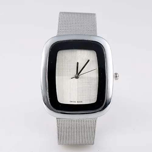 

2018 Fashion Men Women Unisex Square Case Alloy Mesh Band Concise Analog Quartz Business Wrist Watch Best Gift