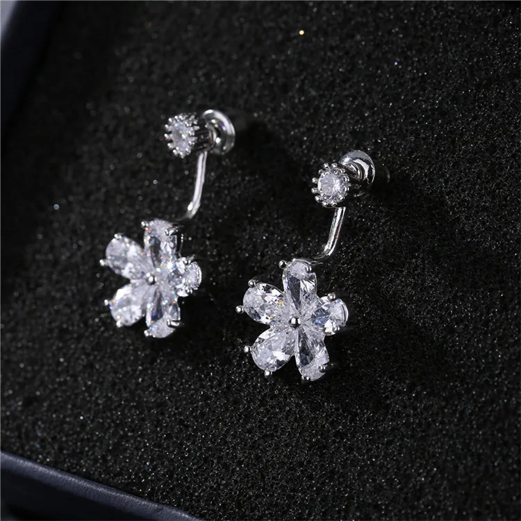 

2019 New Fashion jewelry 925 silver Cute hypoallergenic short Earrings Female Crystal from Swarovski Woman Christmas gift
