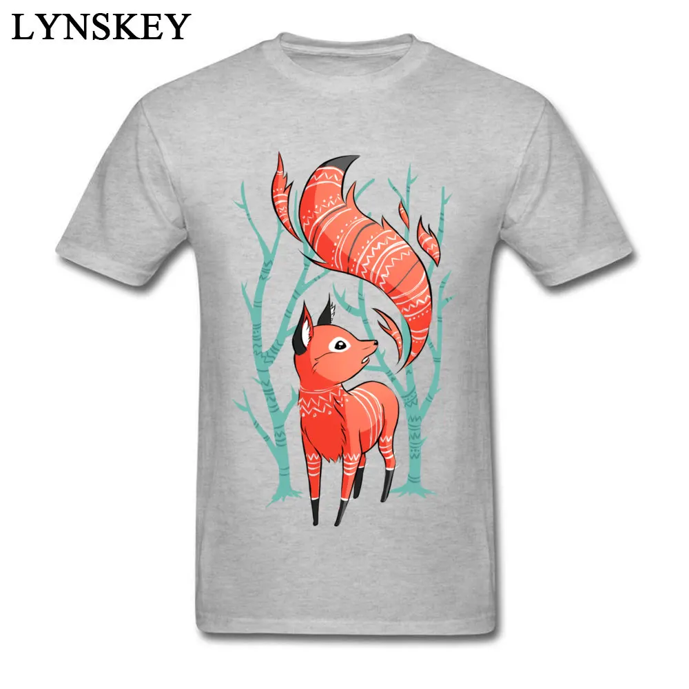 Pure Cotton Mens Short Sleeve Tops Shirt Winter Fox Geek Summer Fall T-Shirt Normal Fashionable O-Neck Tee-Shirts Top Quality Winter Fox grey