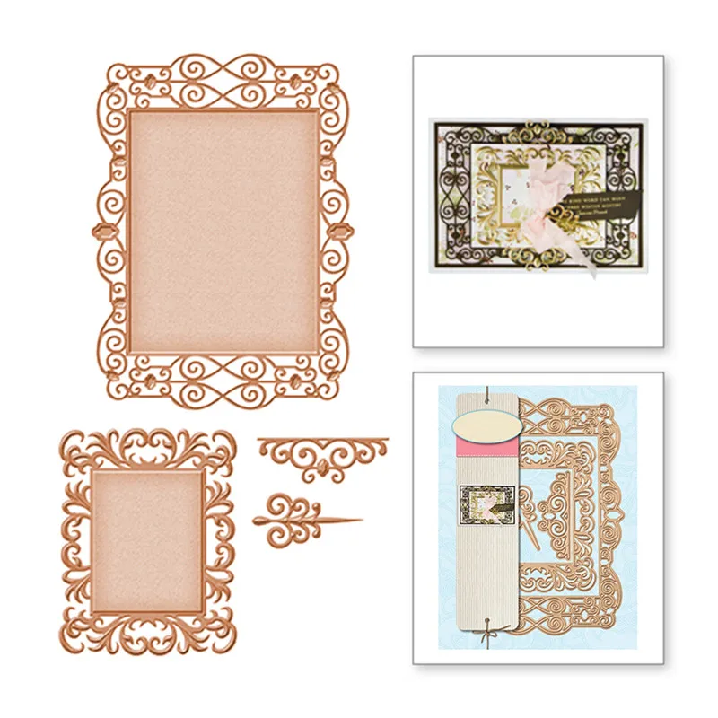 

GJCrafts Dies Cuts Frame Dies Scrapbooking Metal Cutting New 2019 Lace Card Making Craft Die Rectangle Pattern DIY Embossing