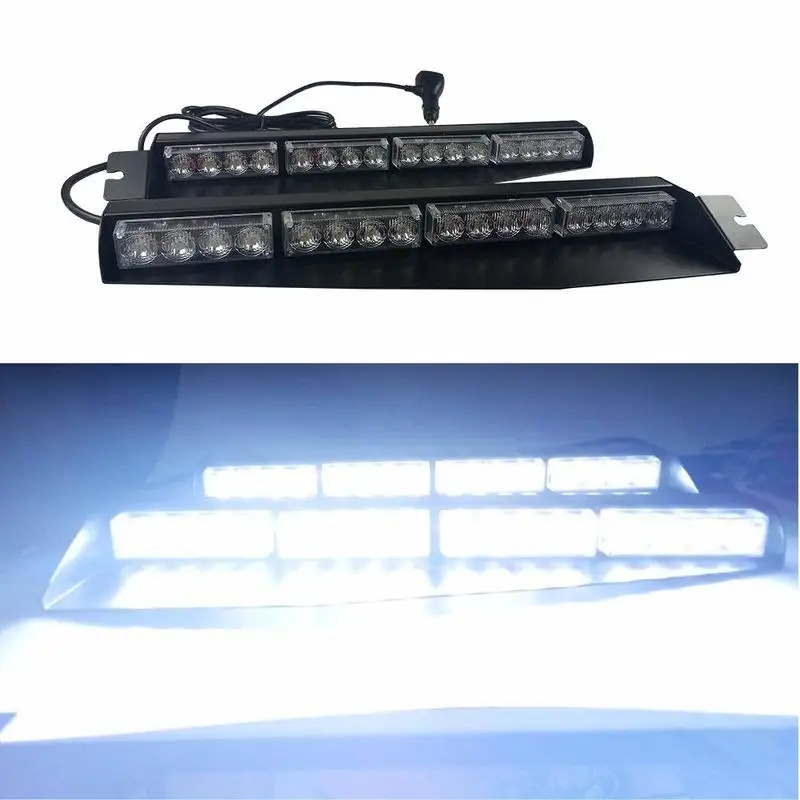 

32LED 32W Lightbar Visor Light Windshield Emergency Hazard Warning Strobe Beacon Split Mount Deck Dash Lamp led strobe