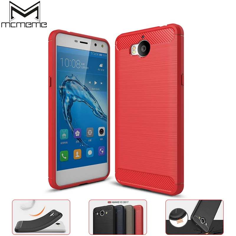 

Luxury Carbon Fiber Case For Huawei Y5 2017 Cover Anti Shock Proof Matte Frosted Brushed TPU Silicone Case For Huawei Y5 2017