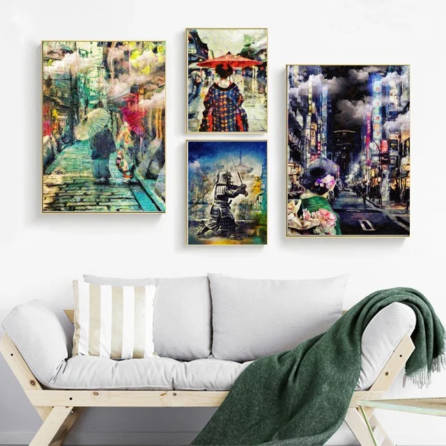 

Japan Art Collection Warrior Art Poster Canvas Prints Living Room Home Decor Picture Painting