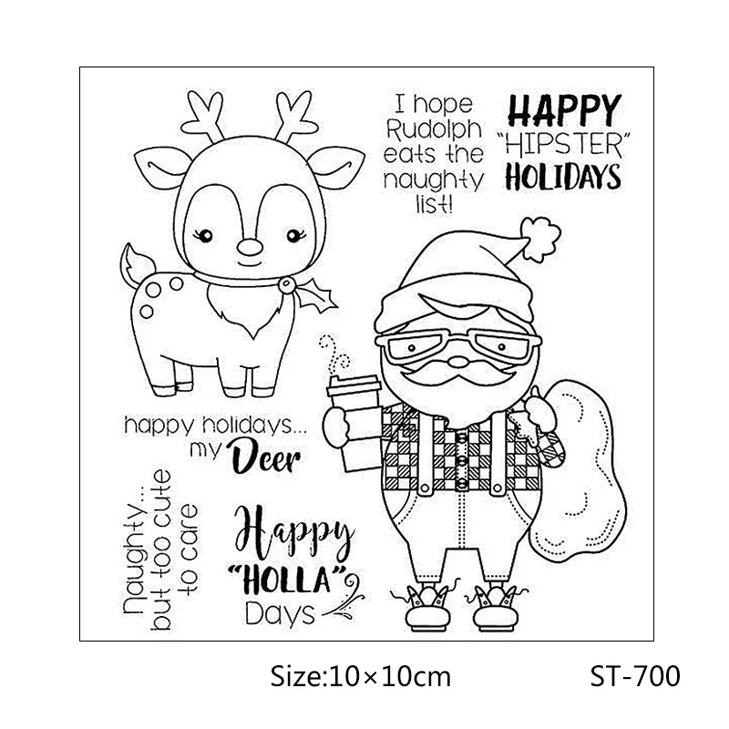 Прозрачные штампы, хипстерские штампы Санта Клауса, бумажные открытки для изготовления рождественских штампов