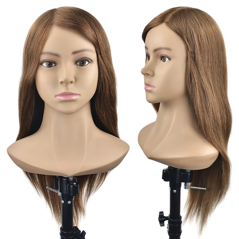 

Master 20Inch Hairdresser Training Mannequin Head With Shoulder Wig Head With 100% Natural Human Hair Hairstyles Practice Dolls
