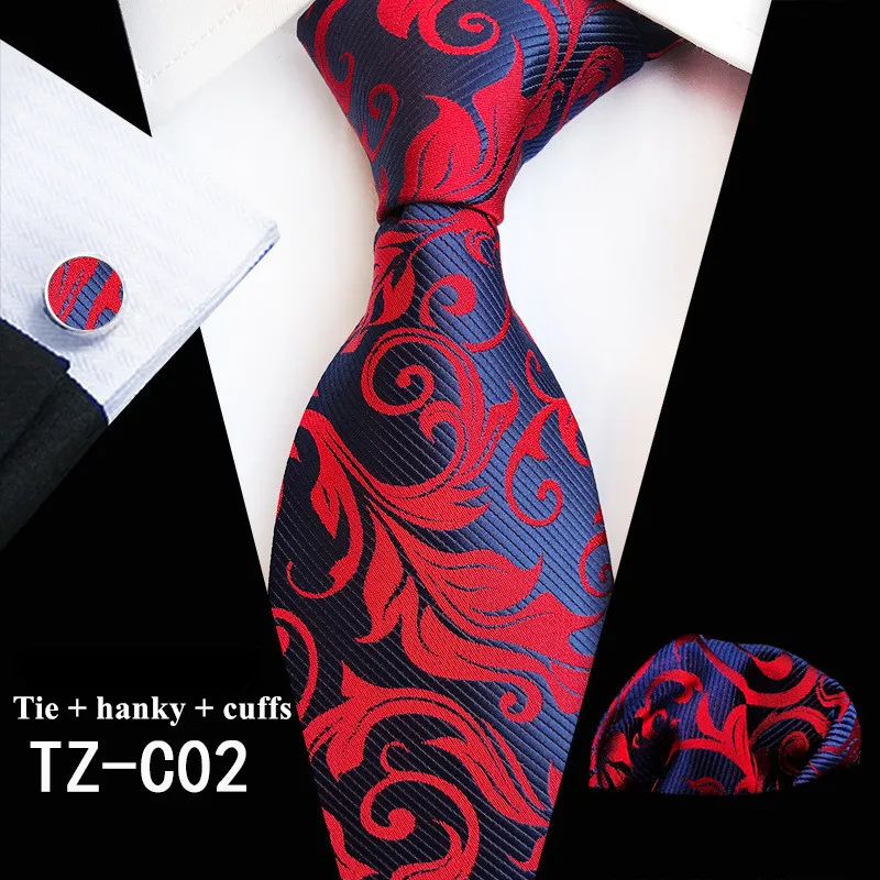 Коричневый модный ретро деловой мужской галстук Карманный Набор Запонок классический мужской Галстук Пейсли набор шелковых галстуков Свадебный жаккардовый - Цвет: TZ-C02