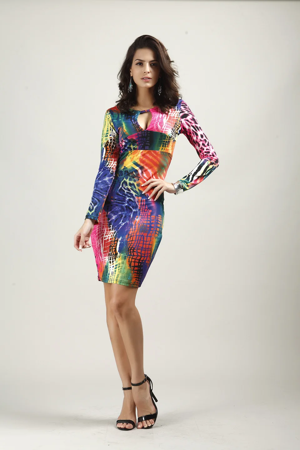 New women's summer&autumn V-neck milk silk sexy fashion noble youth gorgeous sexy bag hip slim party print dress