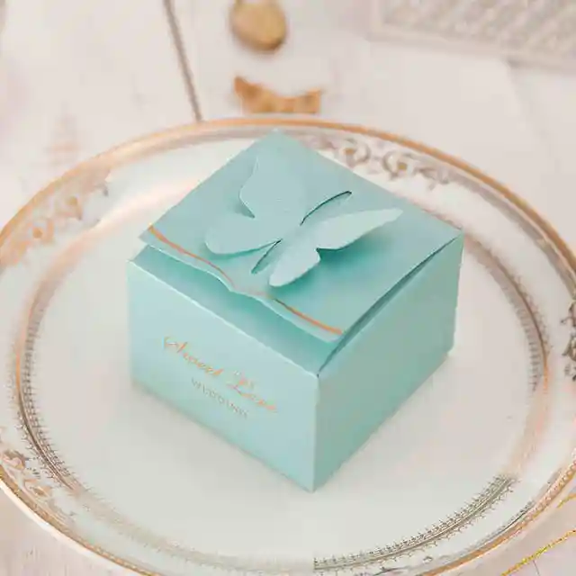 Youranwish 50pcs Tiffany Blue Sumptuous Square Erfly Wedding Youranwish 50pcs Tiffany Blue Sumptuous Square Erfly Wedding Candy Bo Party Favors Paper Box Supplies