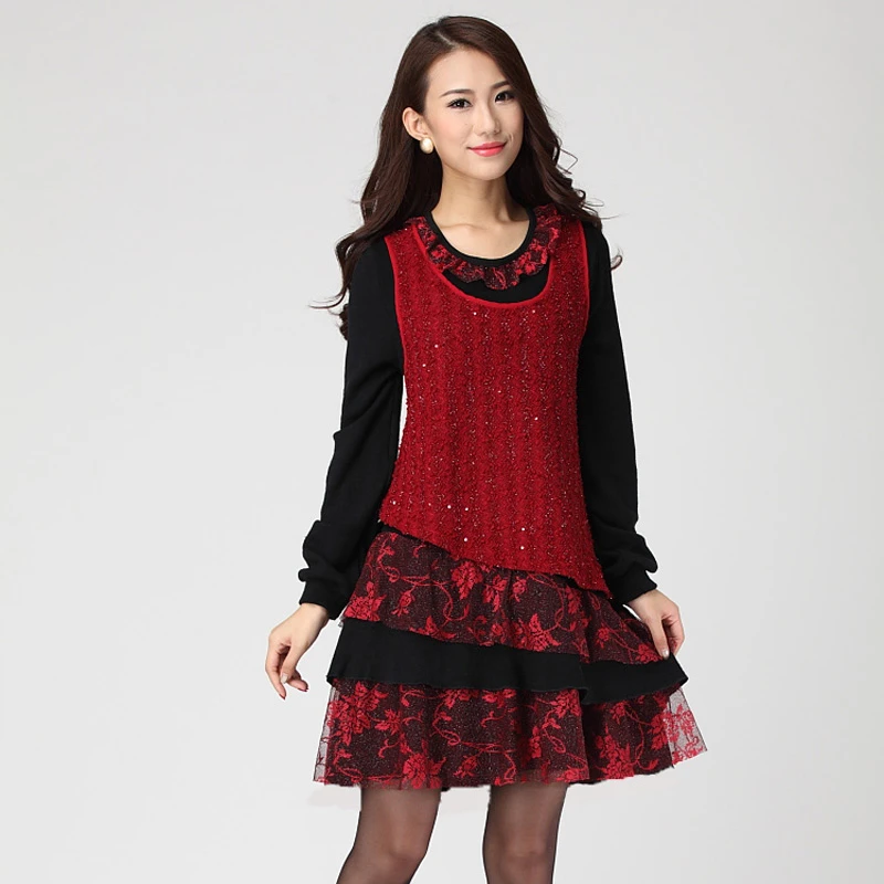 Big Size Clothing Faux Two Piece Set Knitted Autumn And Winter One Piece Dress 13 The Winter Dresses Dresses Evening Dresses Dress Demetriosdress Barn Plus Size Dresses Aliexpress