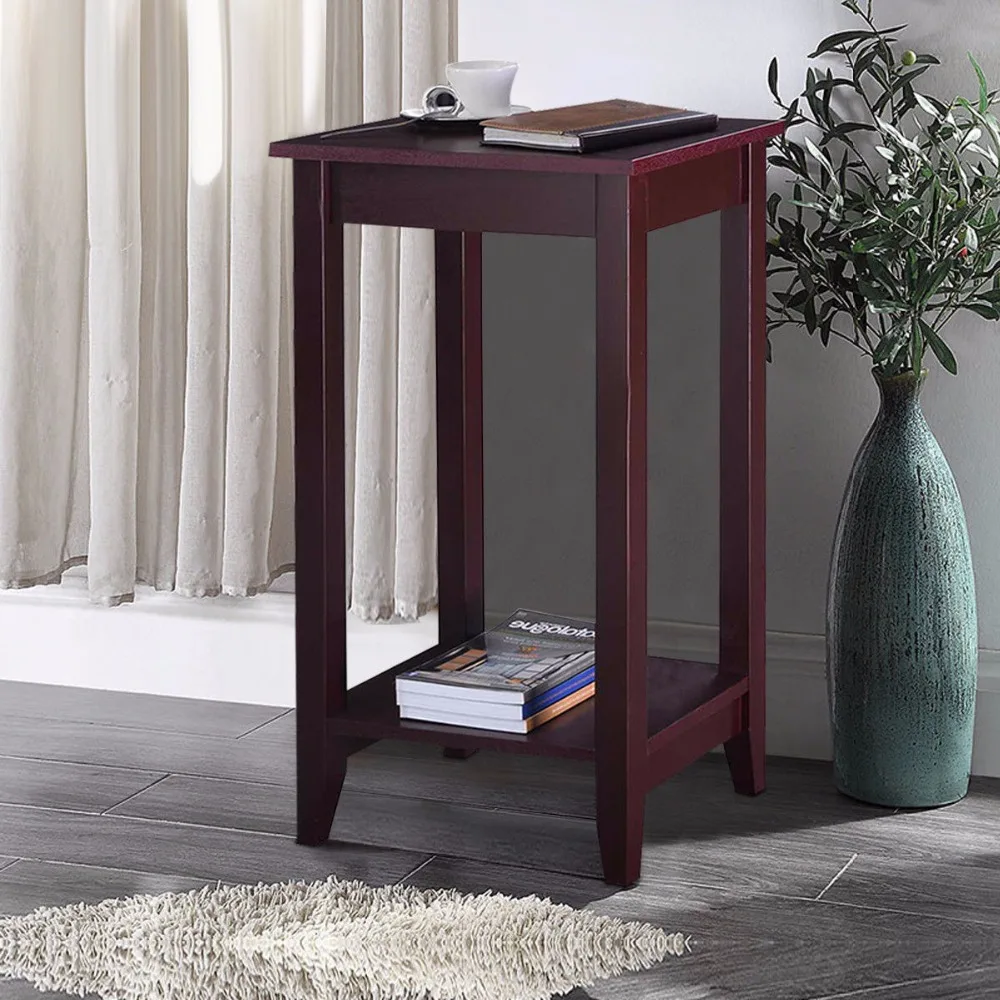 Giantex Tall End Coffee Table Modern Living Room Wood Side Nightstands Multipurpose Shelf Display Rack Console Tables HW51529