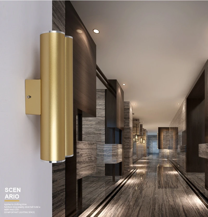 Northern Europe Wall Light Gold Tube Design Wall Lights LED Creative Gold Wall Lamp Loft Bedroom Corridor Bar Coffee Shop Light (15)