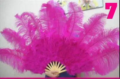 

1pc 10 Bones Fan Big Dance Ostrich Feather Fan Ballet Dance Halloween Party Samba Performance Necessary 12 colors available