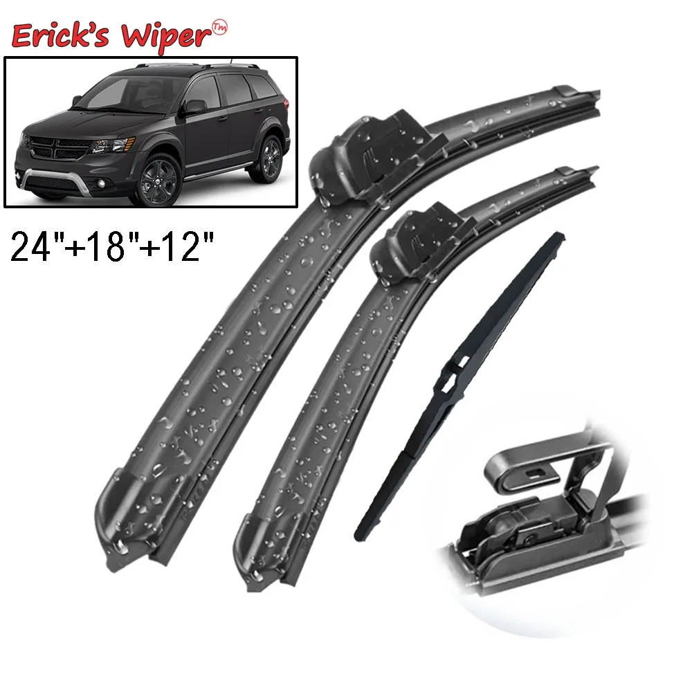 Erick – Kit d'essuie-glace avant et arrière, pour Dodge Journey 2008- 2018 2017 2016, pour pare-brise de pare-brise 24 "18" 12"
