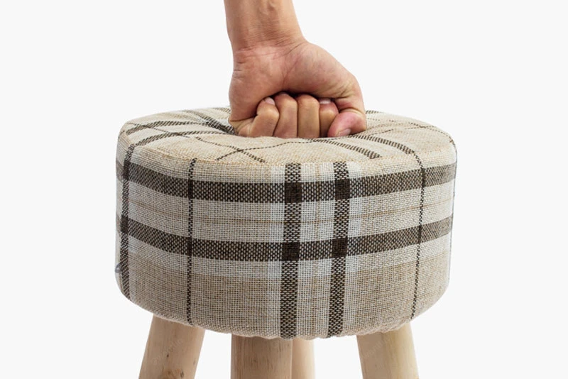 Нордический круглый тканевый стул с деревянными ножками, современный модный деревянный маленький стул для гостиной, диван, спальня, скамейка, детская мебель