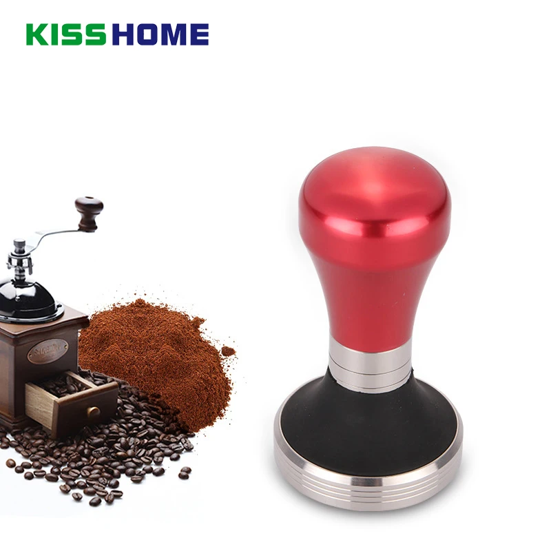 Baratos 304 de Acero Inoxidable Base de silicona mango de aluminio polvo de café Pisón martillo 51 53 57 57,5 58 MM personalizar accesorios de café