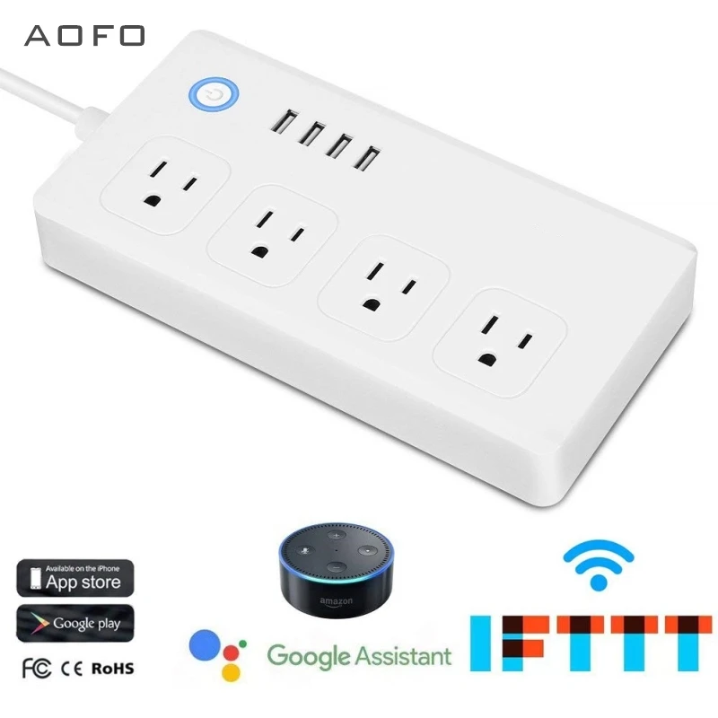 Умная WiFi Лента питания: совместима с Alexa Google Assistant бесплатное управление