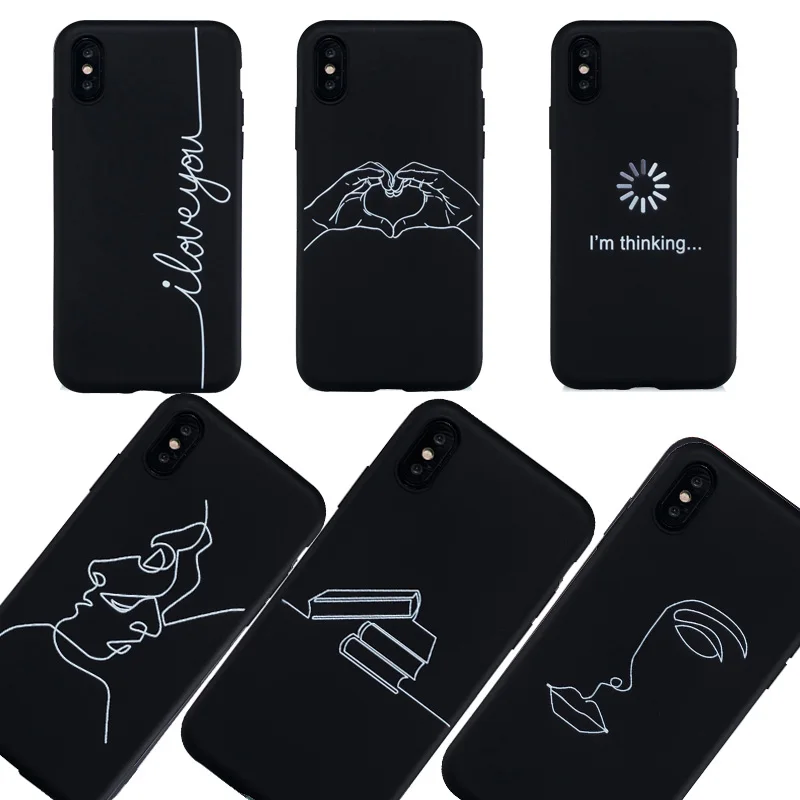 

WeeYRN Simple Soft Black Case for iPhone XS MAX XR X 7 8 plus 6 6s plus 5s 5 se Funda Full Silicone TPU Matte Cute Cover Case
