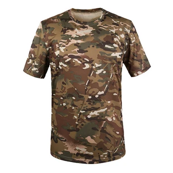 

ELOS-New Outdoor Hunting Camouflage T-shirt Men Breathable Army Tactical T Shirt Military Dry Sport Camo Camp Tees-CP Green