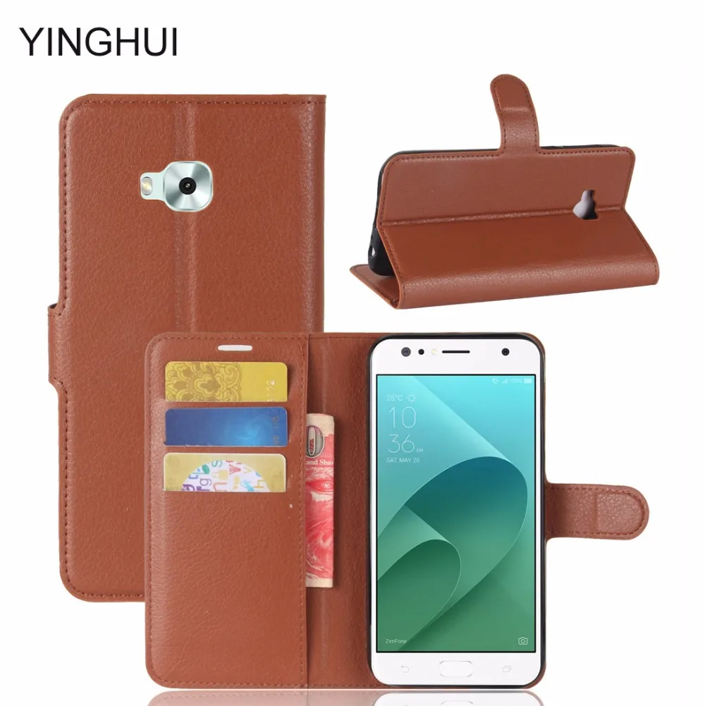 

YINGHUI For Asus Zenfone 4 Selfie ZD553KL Case Luxury Wallet PU Leather Flip Case Protective Cover Phone Case Bags With Stand