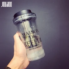 

JOUDOO 400ml Tea Infuser Bottle Portable Leakproof Double Plastic Water Bottle Drinking Water Bottles with Cover 35