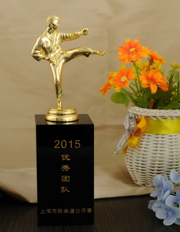 

Crystal metal statuette cup customization Taekwondo competition winning mug prizes