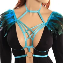 Портупея женские пикантные перьевые эполеты с «крыльями ангела» BurningMan страховочная система накидка на плечи Топы гот Одежда Нижнее белье