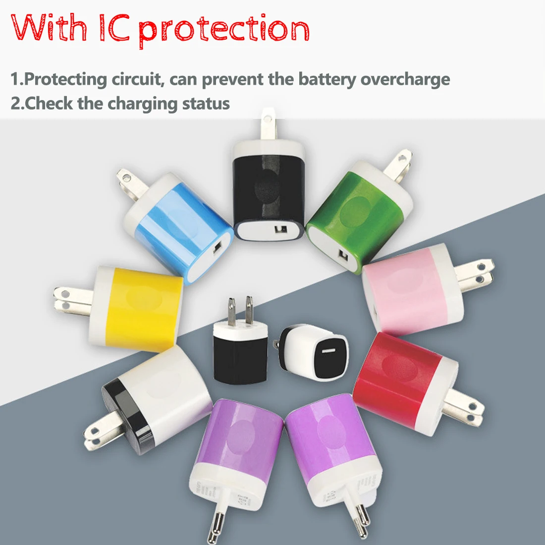 Etmakit Newest USB Power Adapter US Plug Travel Wall Charger Adapter for Huawei Samsung