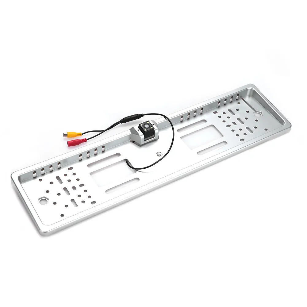 

Silver Waterproof Europe License Plate Frame with Rear View Camera 170 Degree Night Vision Reverse Backup Parking Camera Vehicle