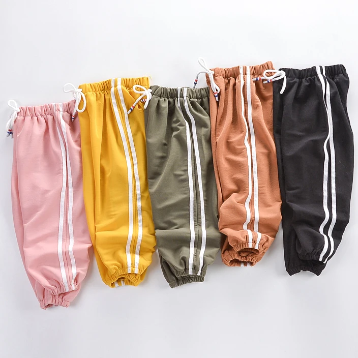 

Toddler Kids Pants 2019 Summer Candy Color Harem Pants For Boys Cotton Soft Trousers Drawstring Side Stripe Baby Boys Pants
