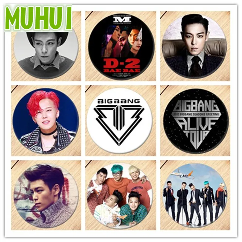 

Korea POP Bigbang G-DRAGON TOP T.O.P Daesung Photo Brooch Pins Badge Broches For Clothes Backpacks 18130