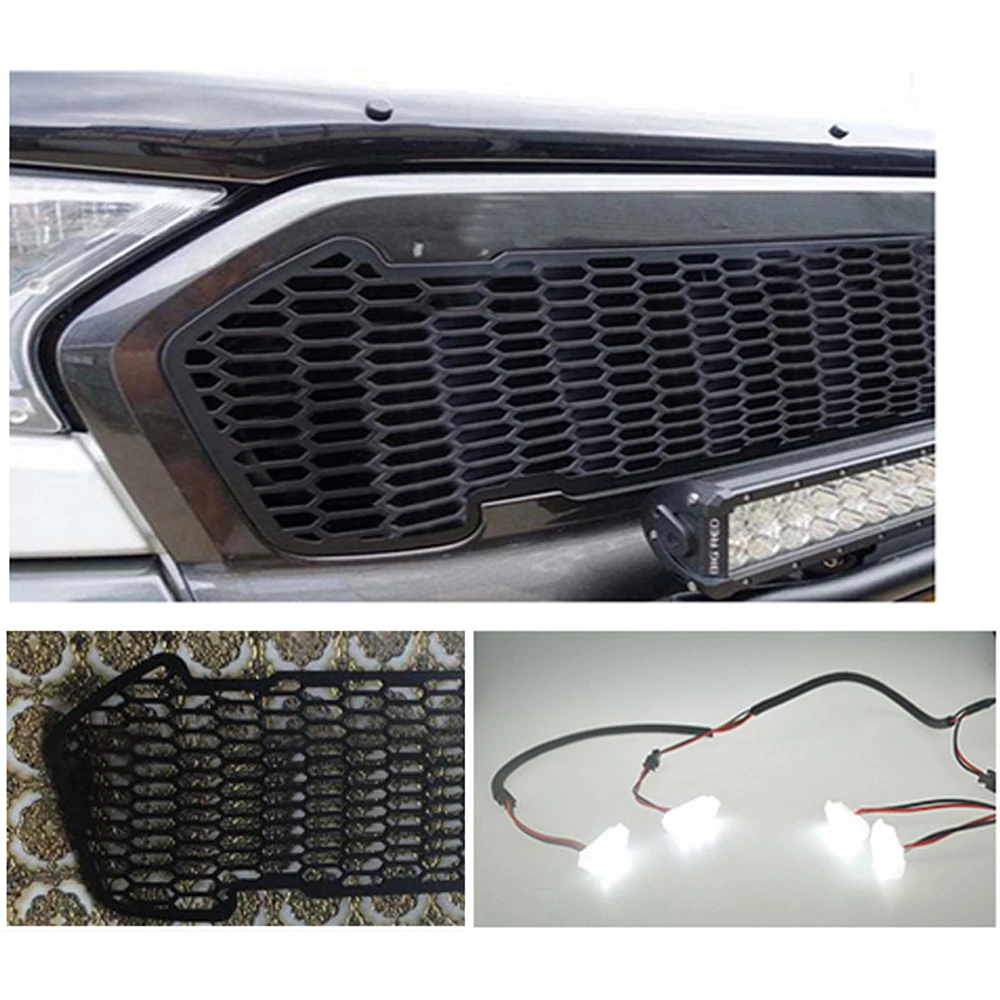 

LED ABS black front grill everest wildtrak decorative for Ford ranger T7 2016-2017 4 colors for choice includ/not include light