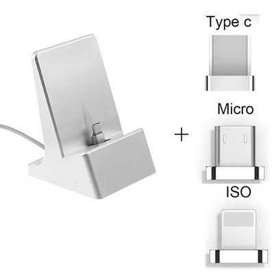 3 в 1 держатель телефона Магнитный кабель док-станция для iphone x для vivo v9 зарядка iOS type c micro USB для samsung S9 - Цвет: Белый