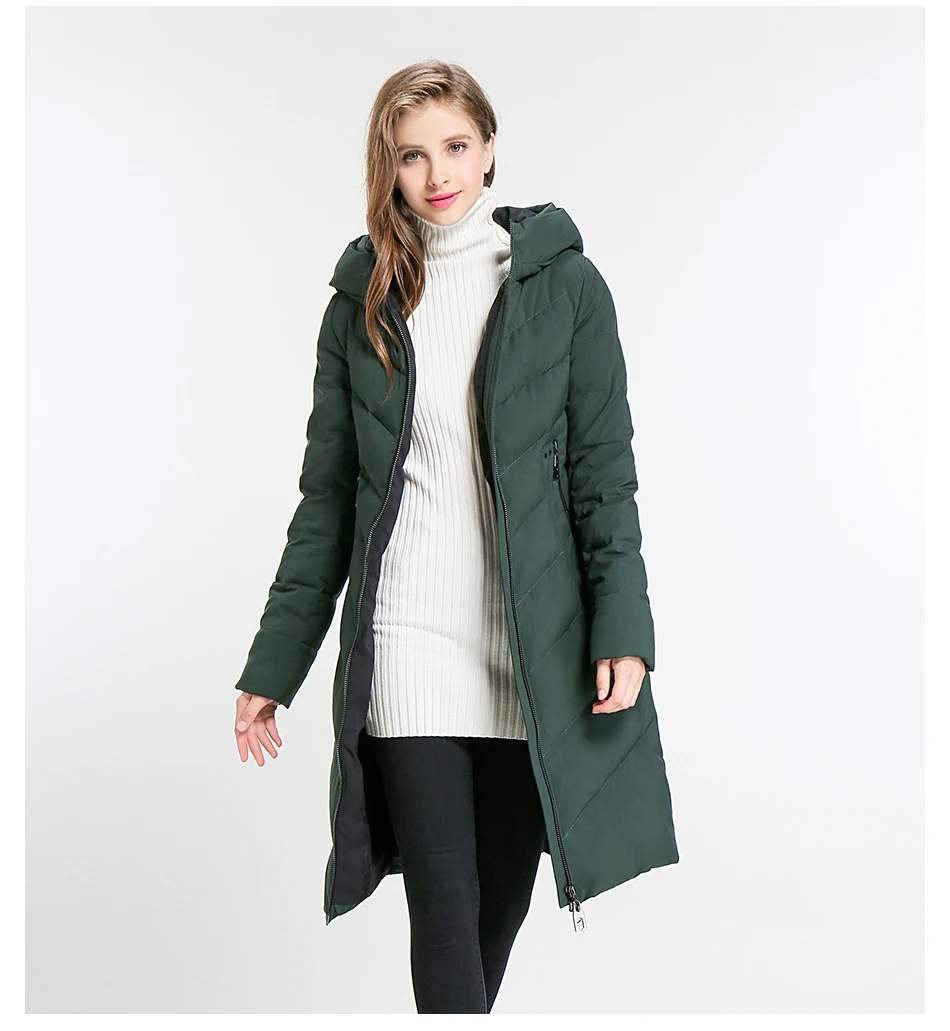 Евразия застежка-молния сплетенные Для женщин Длинные зимняя куртка Стенд воротник с капюшоном Дизайн теплый практичный пальто парка Y170002