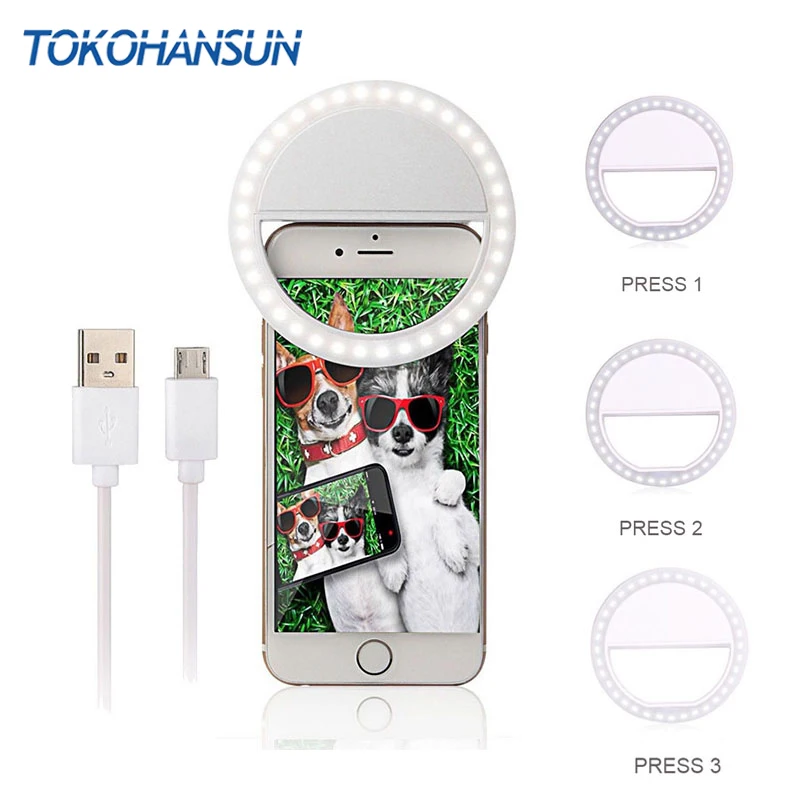 TOKOHANSUN Usb شحن Selfie حلقة Led الهاتف ضوء مصباح الهاتف المحمول عدسة LED Sefie مصباح حلقة فلاش العدسات ل فون سامسونج TOKOHANSUN Usb شحن Selfie حلقة Led الهاتف ضوء مصباح الهاتف المحمول عدسة LED Sefie مصباح حلقة فلاش العدسات ل فون سامسونج