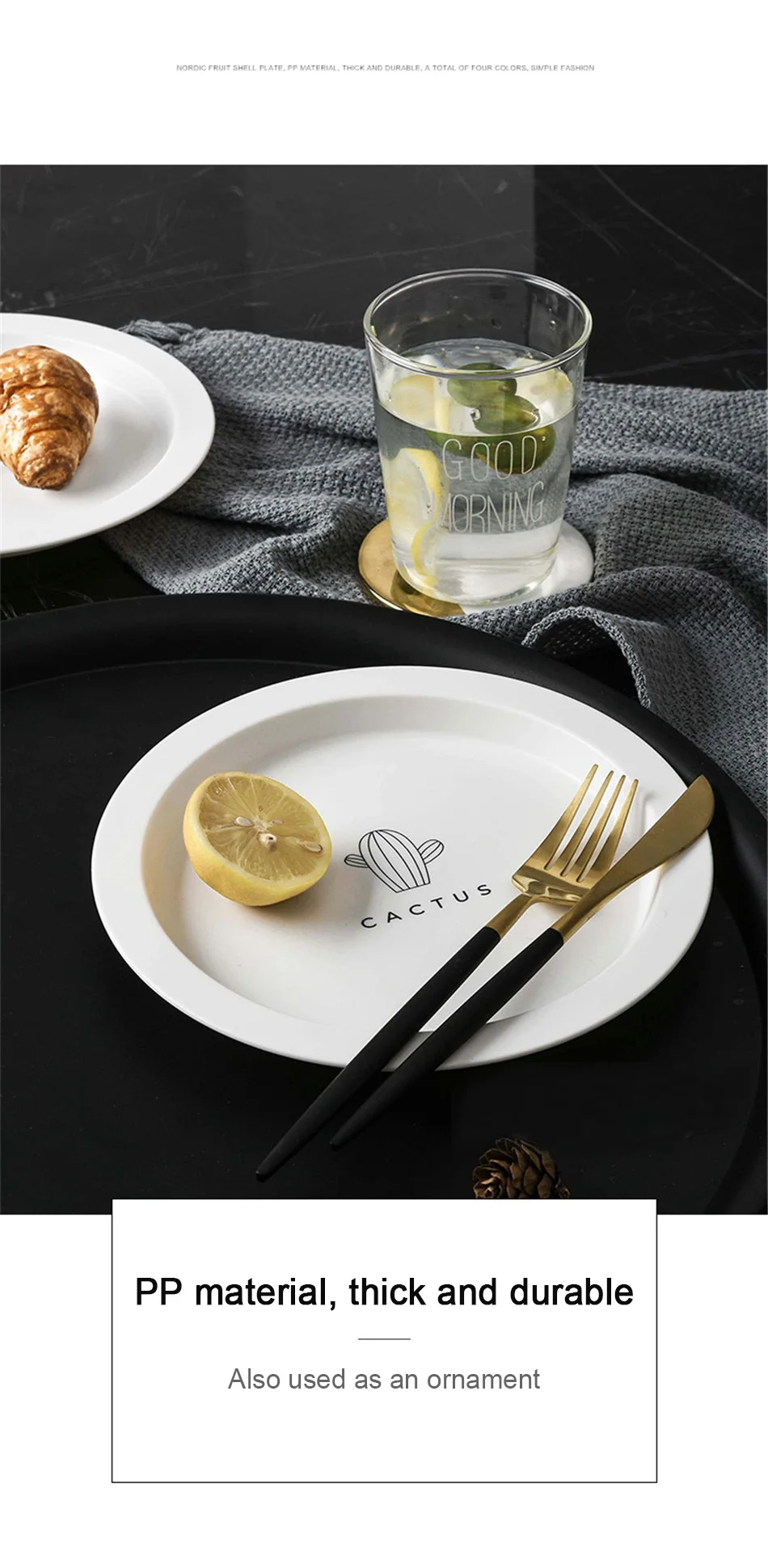 Nordic Round  Fruit Bowl Creative Simple Living Room Plastic Western Tableware Breakfast Dessert Dried Fruit Dish Home Plates (4)