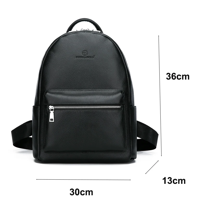 Genuine Leather Men's Backpack Fashion Cow Leather Backpacks College School Men Bag Fashion Black Large-Capacity Travel Backpack